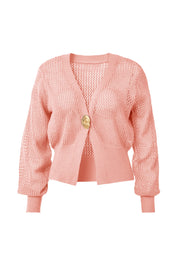 Cicy Bell Womens Pink Cropped Crochet Cardigans