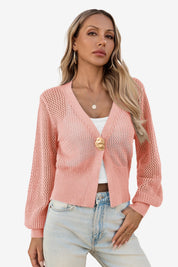 Cicy Bell Womens Pink Cropped Crochet Cardigans