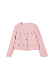 Cicy Bell Womens Pink Cropped Tweed Blazer Jackets
