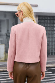 Cicy Bell Womens Pink Cropped Tweed Blazer Jackets