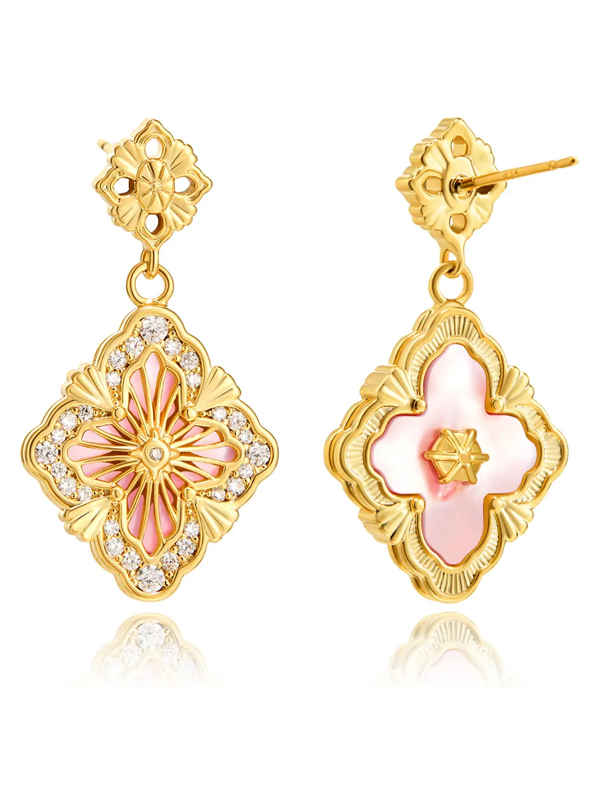 CicyBell-Womens-Pink-Four-Leaf-Clover-Dangle-Earrings-CB183.webp