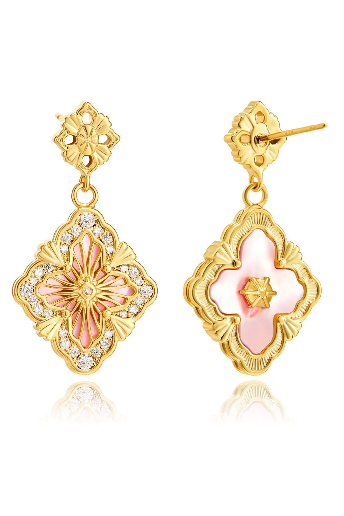 Cicy Bell Womens Pink Four Leaf Clover Dangle Earrings