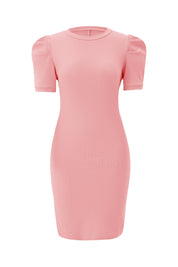 Cicy Bell Womens Pink Puff Sleeve Bodycon Work Dresses