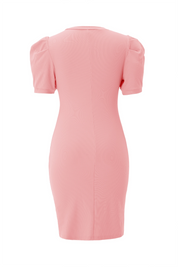 Cicy Bell Womens Pink Puff Sleeve Bodycon Work Dresses