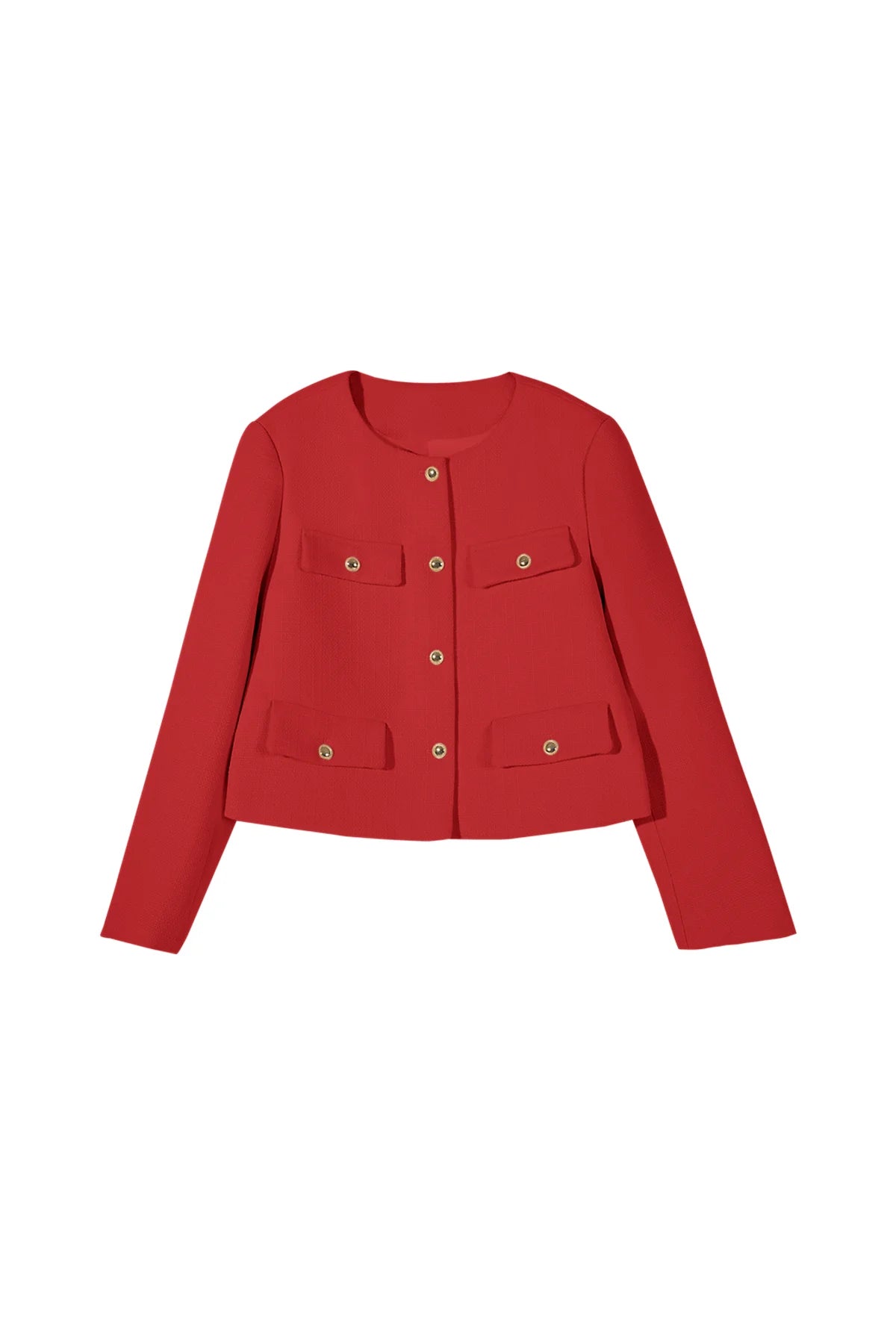 Cicy Bell Womens Red Cropped Tweed Blazer Jackets