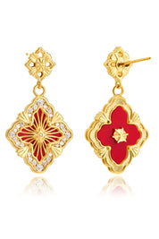 Cicy Bell Womens Red Four Leaf Clover Dangle Earrings