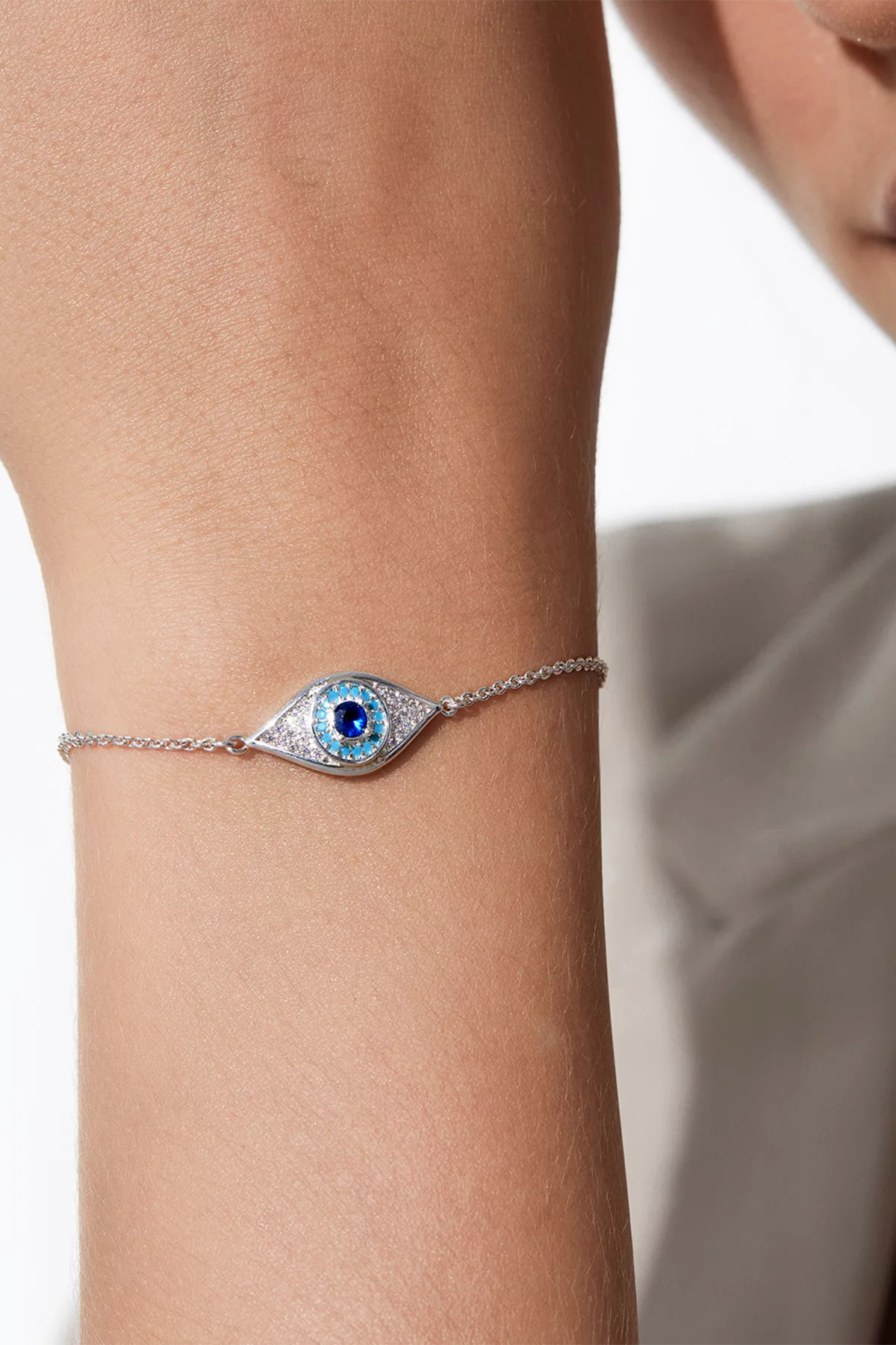 Cicy Bell Womens Silver Evil Eye Link Bracelets