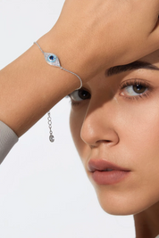 Cicy Bell Womens Silver Evil Eye Link Bracelets