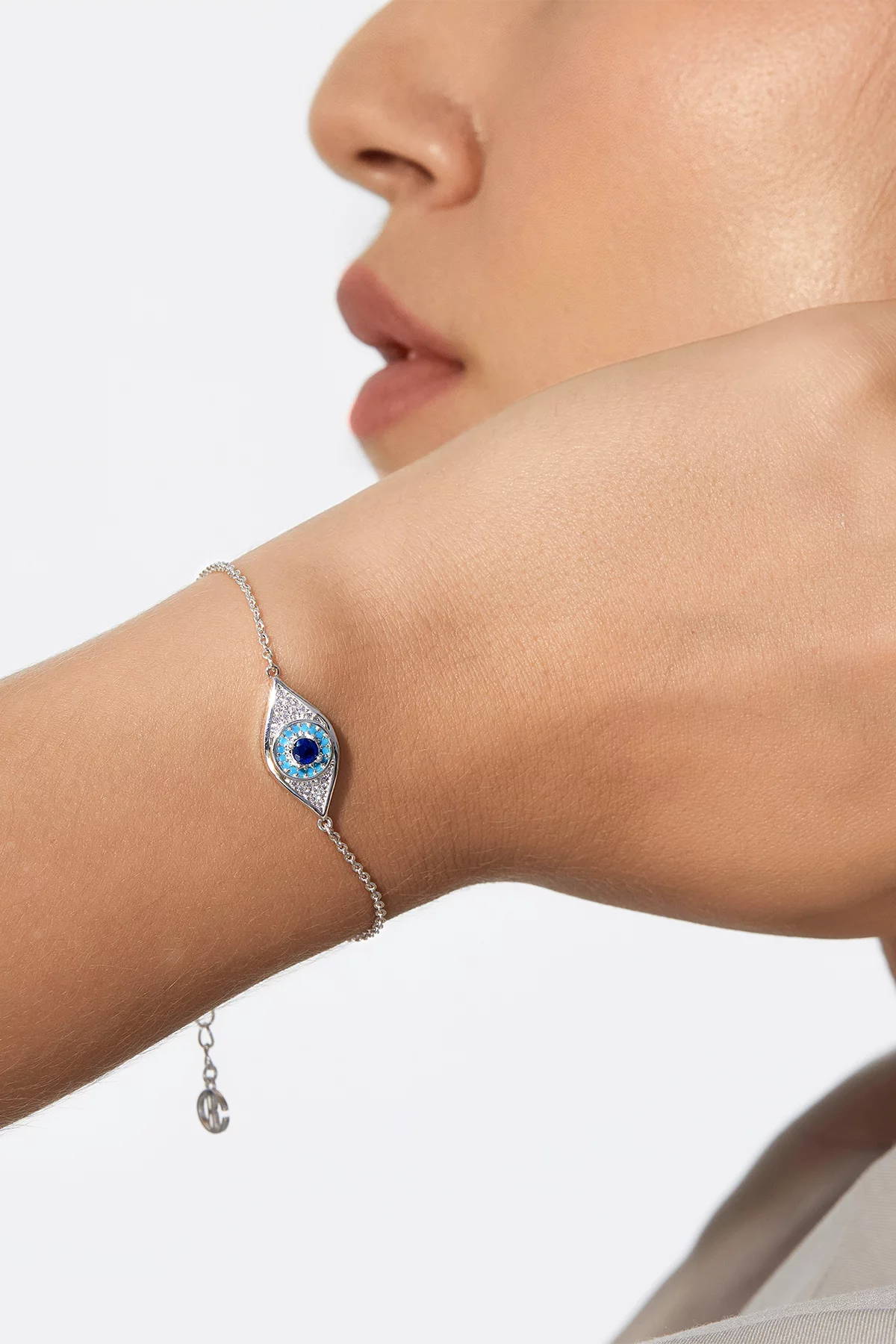 Cicy Bell Womens Silver Evil Eye Link Bracelets