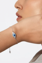 Cicy Bell Womens Silver Evil Eye Link Bracelets