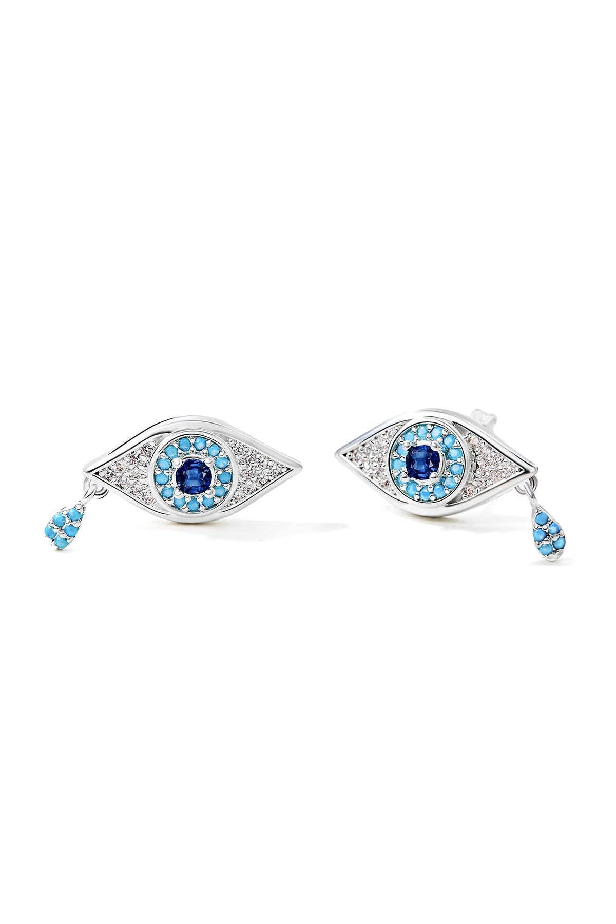 Cicy Bell Womens Silver Evil Eye Stud Earrings