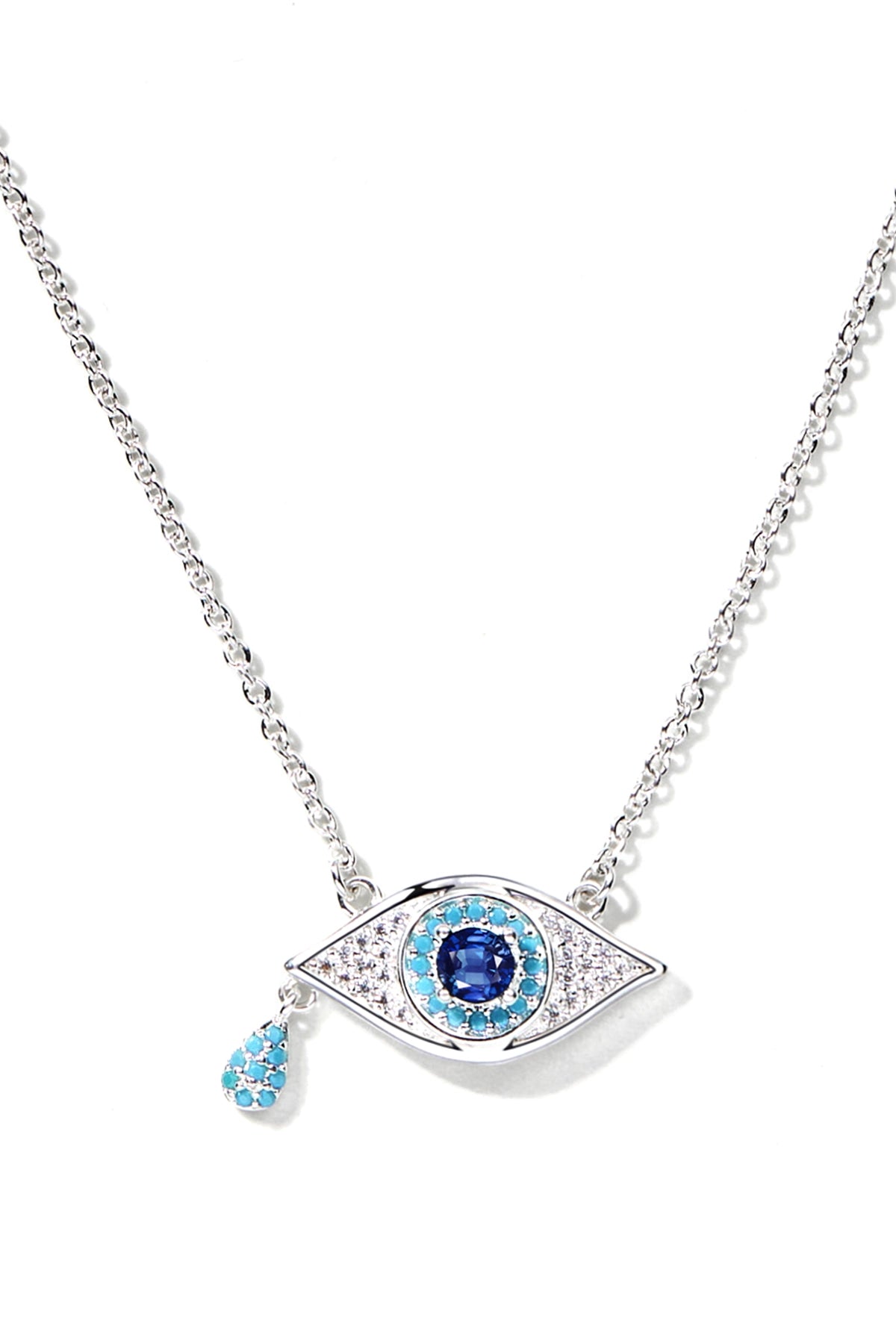 Cicy Bell Womens Silver Evil Eye Necklace