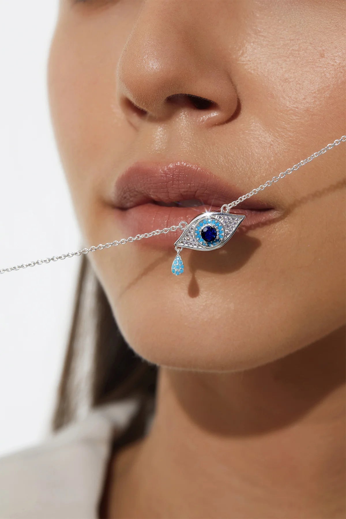 Cicy Bell Womens Silver Evil Eye Necklace