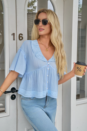 Cicy Bell Womens Sky Blue Babydoll Tops