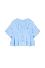 Cicy Bell Womens Sky Blue Babydoll Tops