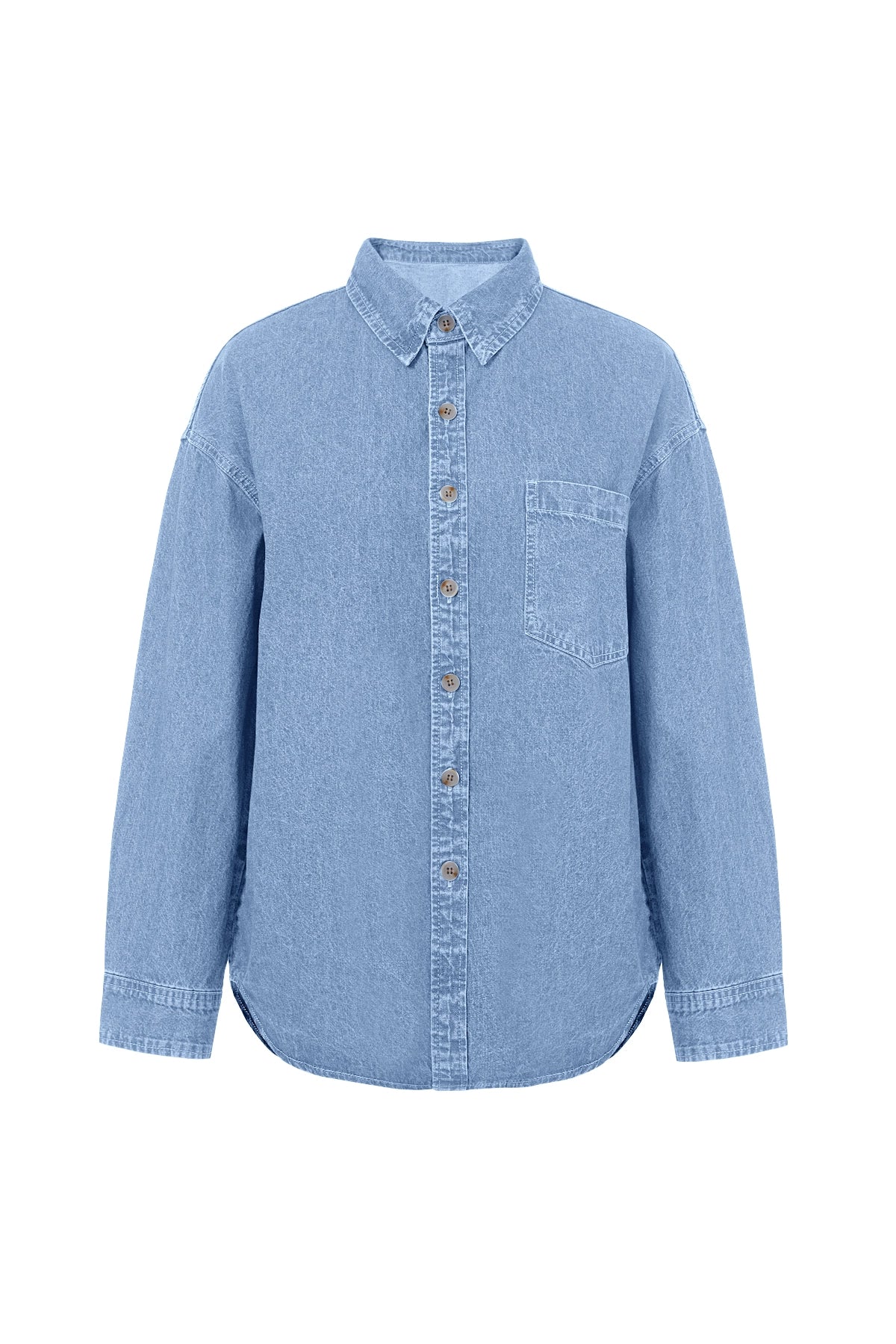 Cicy Bell Womens Washed Blue Denim Shirt