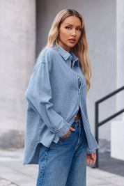 Cicy Bell Womens Washed Blue Denim Shirt