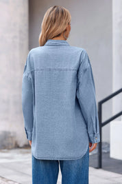 Cicy Bell Womens Washed Blue Denim Shirt