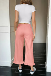 Cicy Bell Womens Watermelon Red Wide Leg Pants