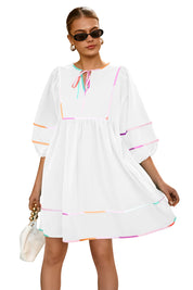 Cicy Bell Womens White Babydoll Mini Dresses