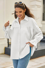 Cicy Bell Womens White Oversized Button Down Shirts
