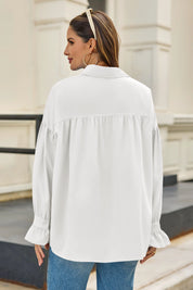 Cicy Bell Womens White Oversized Button Down Shirts