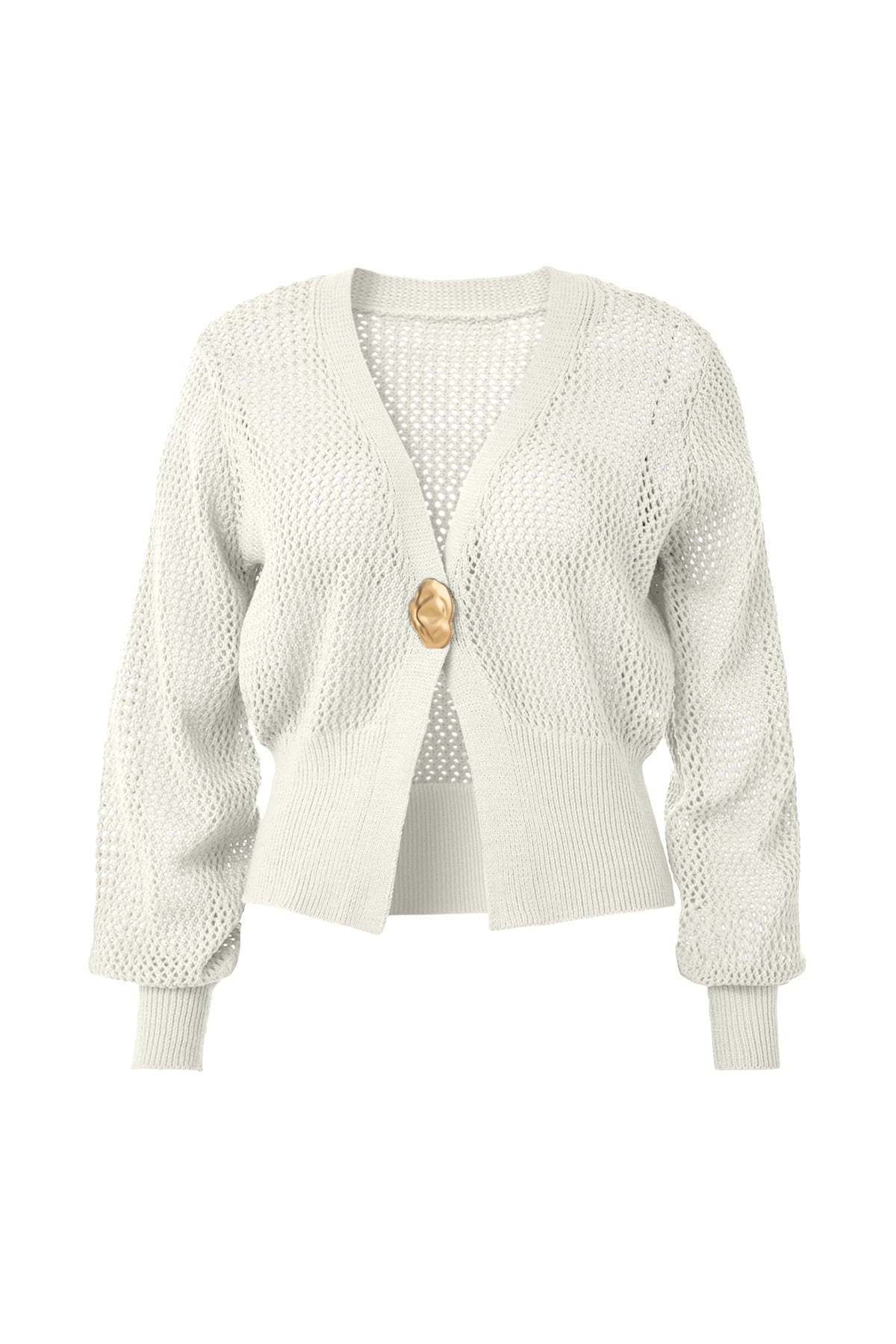 Cicy Bell Womens White Cropped Crochet Cardigans