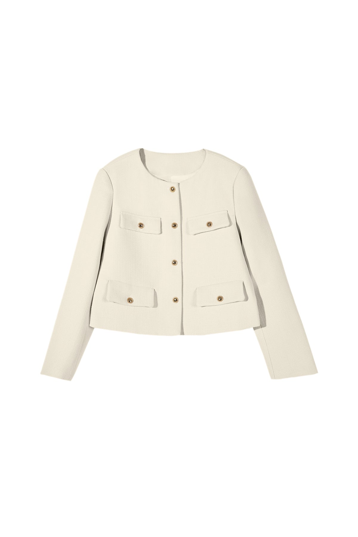 Cicy Bell Womens White Cropped Tweed Blazer Jackets