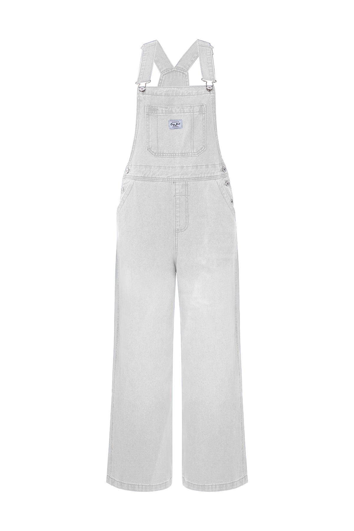 Cicy Bell Womens White Denim Bib Overalls