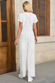 Cicy Bell Womens White Denim Bib Overalls