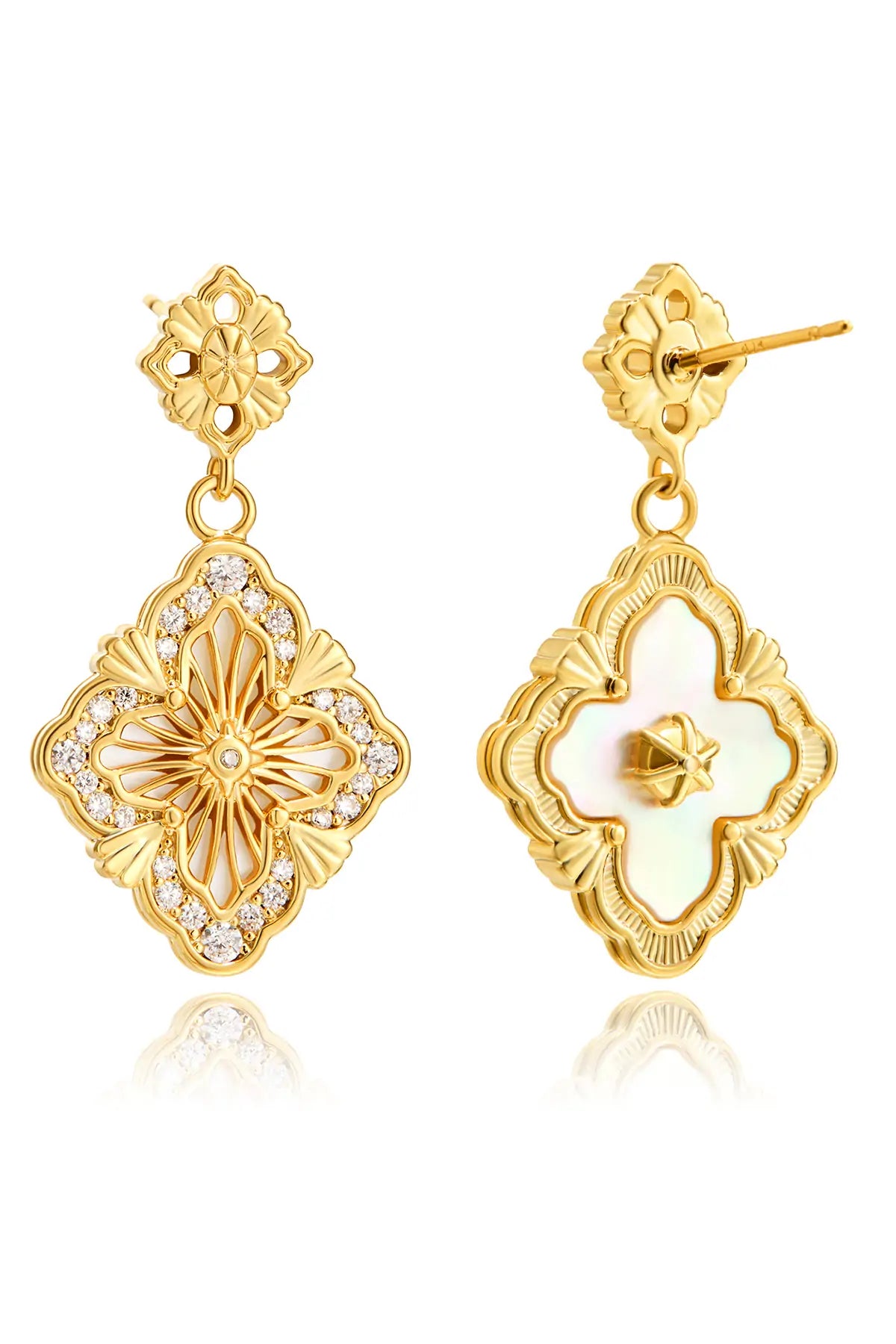 Cicy Bell Womens White Four Leaf Clover Dangle Earrings