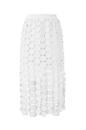 Cicy Bell Womens White Hollow Out Fringe Hem Maxi Skirts