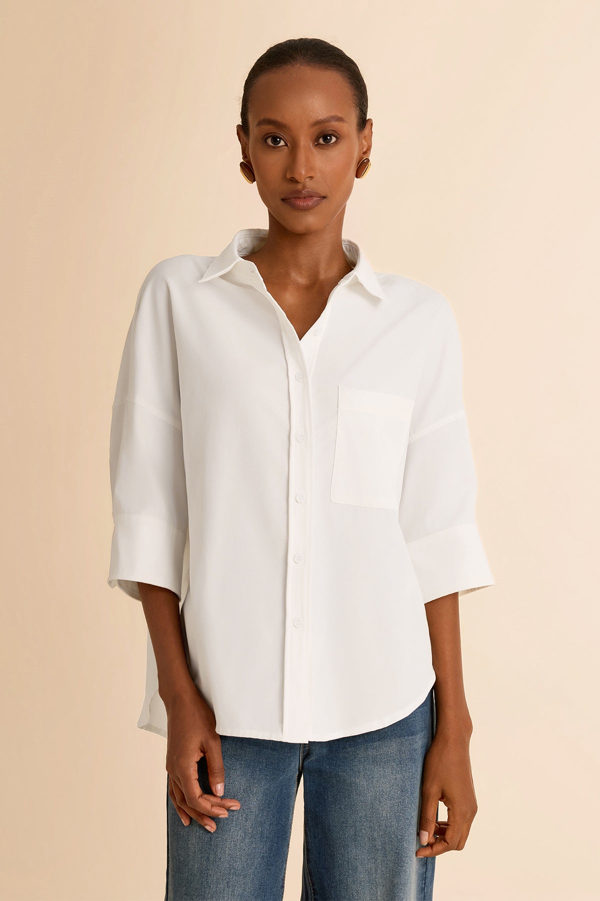 Womens White Oversized Button Down Shirts