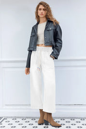 Cicy Bell Womens White Wide Leg Jeans