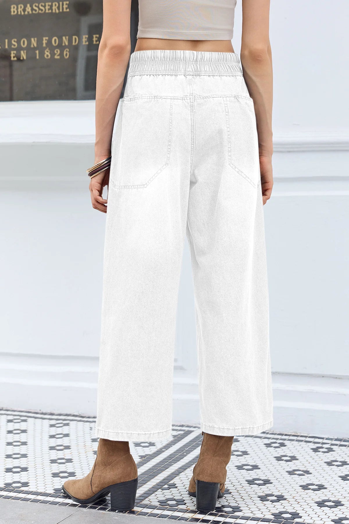 Cicy Bell Womens White Wide Leg Jeans