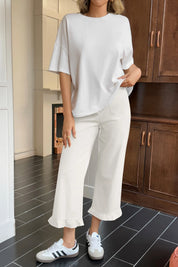 Cicy Bell Womens White Wide Leg Pants