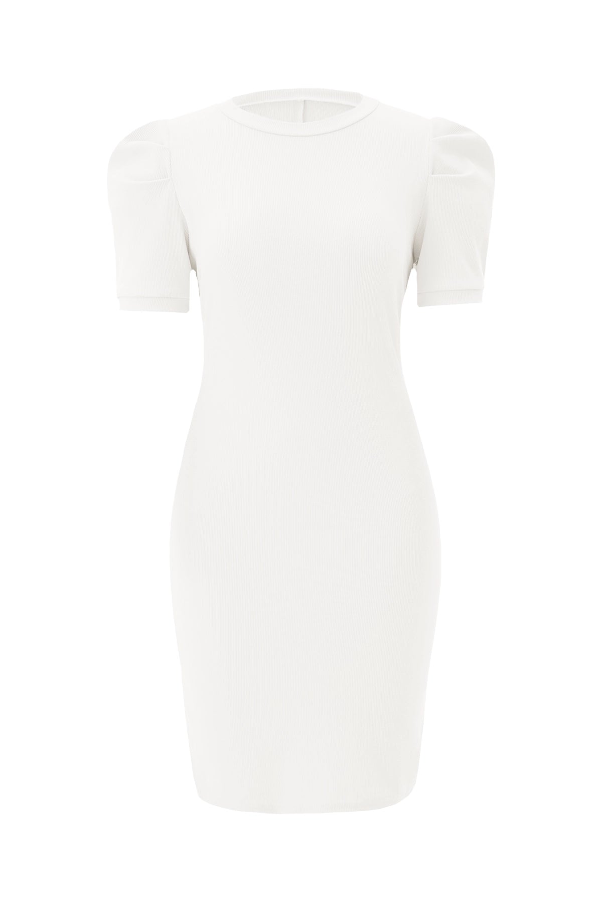 Cicy Bell Womens White Puff Sleeve Bodycon Work Dresses