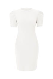Cicy Bell Womens White Puff Sleeve Bodycon Work Dresses