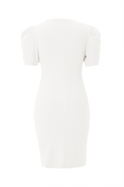 Cicy Bell Womens White Puff Sleeve Bodycon Work Dresses