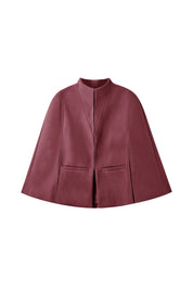 Cicy Bell Womens Wine Red Cape Pea Coat