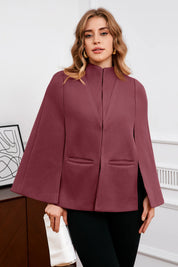 Cicy Bell Womens Wine Red Cape Pea Coat