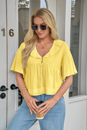 Cicy Bell Womens Yellow Babydoll Tops