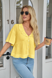 Cicy Bell Womens Yellow Babydoll Tops
