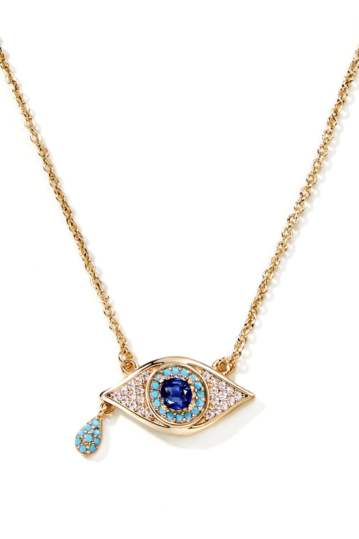 Cicy Bell Womens Yellow Gold Evil Eye Necklace