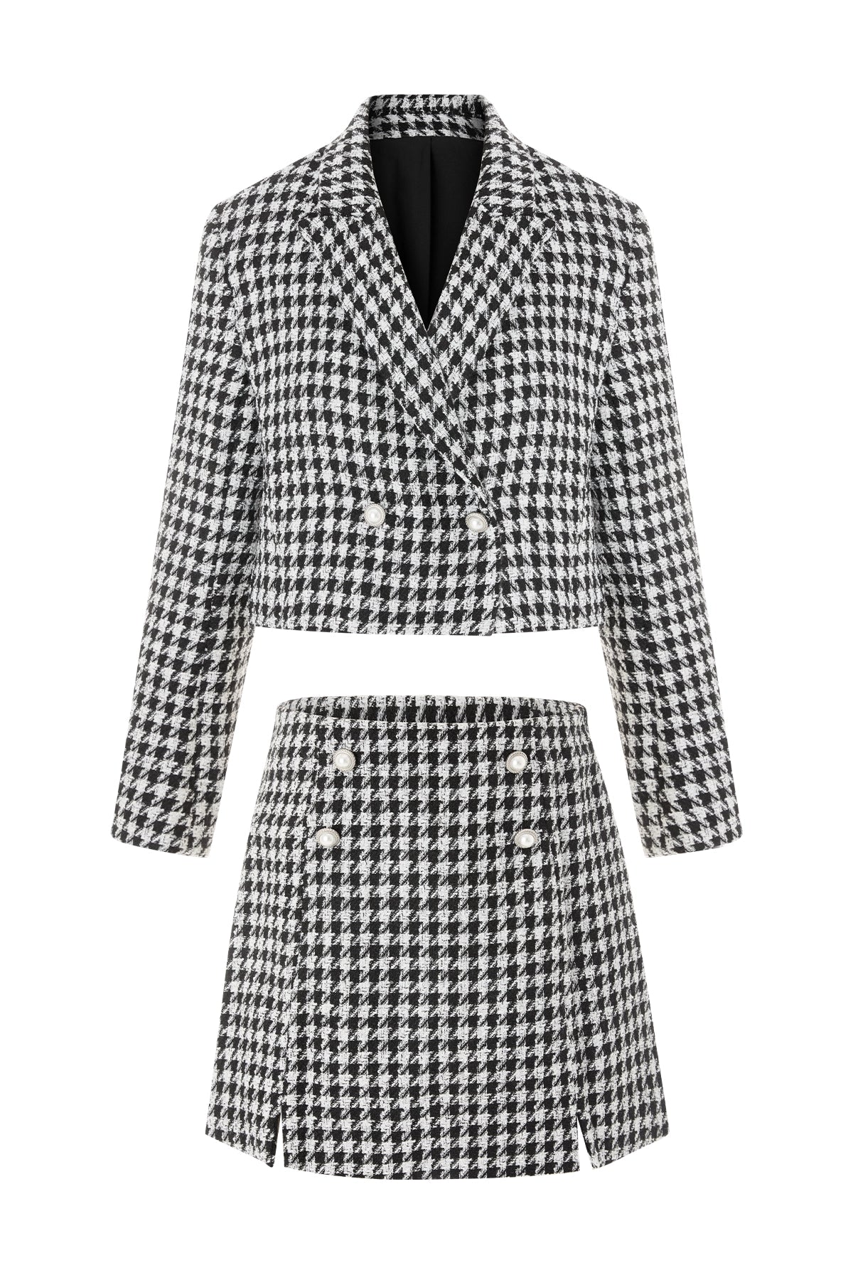 Cicy Bell Womens Black Cropped Tweed Blazer Sets