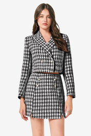 Cicy Bell Womens Black Cropped Tweed Blazer Sets