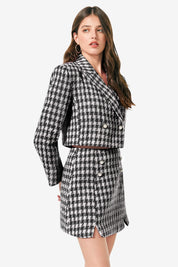 Cicy Bell Womens Black Cropped Tweed Blazer Sets