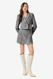 Cicy Bell Womens Black Cropped Tweed Blazer Sets