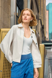 Cicy Bell Womens Apricot Cropped Trench Coat