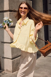 Cicy Bell Womens Beige Cropped Shirts